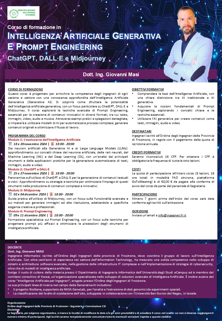 Corso Intelligenza Artificiale Generativa e Prompt Engineering - locandina